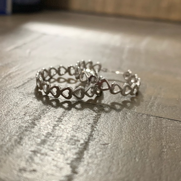 Linked Love Open Heart Cutout Hoop Earrings - Picture 6 of 8